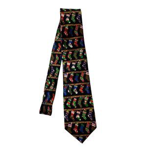 Alynn Tie Men Christmas Neckwear Colorful Silk TieNecktie Holiday Stockings‎